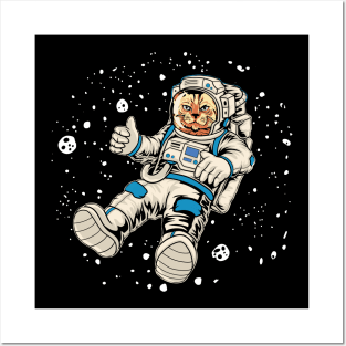 Floating Cat in Space - Fun Space Cat Graphic Posters and Art